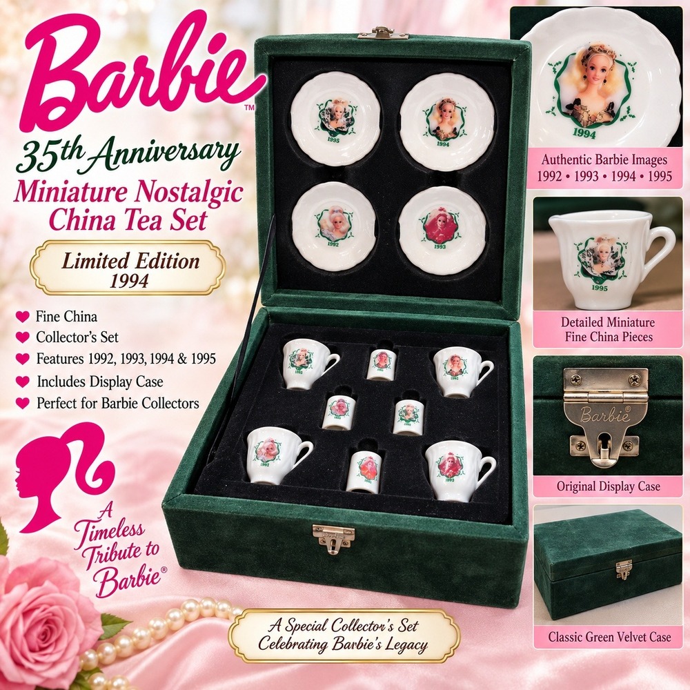 Barbie 35th Anniversary Miniature Nostalgic China Tea Set Limited Edition 1994